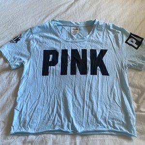 VS PINK - Baby blue crop tee - Size Medium